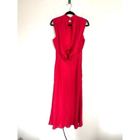Saloni Fleur-F Silk midi Dress red UK12/US8 - Picture 7 of 11